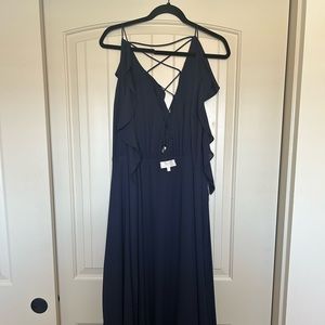 Wayf Lace up open back ruffled maxi dress